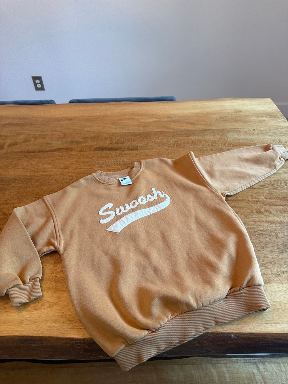 Nike Caramel Crewneck Sweatshirt with White Swoosh Script